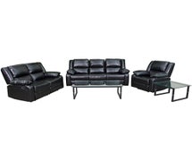 Flash Furniture BT-70597-RLS-SET-GG Harmony Series Black Faux Leather Reclining Sofa Set