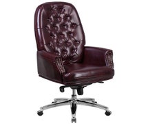 High Back Traditional Tufted Burgundy Faux Leather Multifunction Executive Swivel Chair with Arms