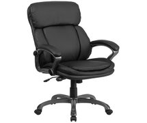 High Back Black Faux Leather Executive Swivel Office Chair with Lumbar Support Knob
