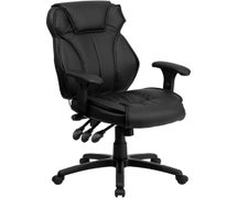 Flash Furniture BT-9835H-GG High Back Black Faux LeatherSoft Multifunction Executive Swivel Ergonomic Office Chair with Lumbar Support Knob with Arms