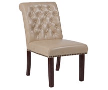 Flash Furniture HERCULES Beige Faux Leather Parsons Chair with Walnut Finish