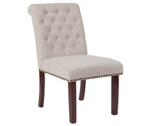 Flash Furniture HERCULES Beige Fabric Parsons Chair with Walnut Finish