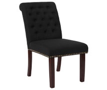 Flash Furniture HERCULES Black Fabric Parsons Chair with Walnut Finish