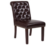 Flash Furniture HERCULES Brown Faux Leather Parsons Chair with Walnut Finish