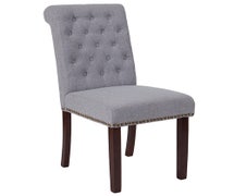 Flash Furniture HERCULES Light Gray Fabric Parsons Chair with Walnut Finish