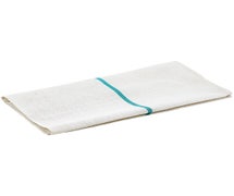 Winco BTH-2028G Herringbone Towel, White with Green Stripe
