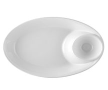CAC China MX-OB14 Catering Collection Oval Chip & Dip Bowl, 65 Oz. Chip Compartment, 8 Oz. Dip Compartment, 12/CS