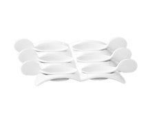 CAC China PT-SQ8 Party Collection Tasting Spoon Set, Includes: (6) 4"L X 1-1/2"W X 1-1/4"H Spoons And (1) 8-1/2"L X 7"W X 3/4"H, Rectangular Tray
