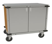 Cadco CC-LUC-L1 Utility cart with locking doors, Chestnut