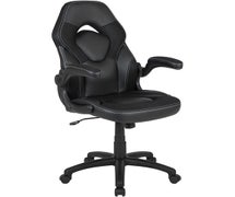 Flash Furniture CH-00095-BK-GG X10 Gaming Chair Racing Office Ergonomic Computer PC Adjustable Swivel Chair with Flip-up Arms, Black Faux LeatherSoft