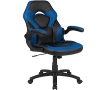 Flash Furniture CH-00095-BL-GG X10 Gaming Chair Racing Office Ergonomic Computer PC Adjustable Swivel Chair with Flip-up Arms, Blue/Black Faux LeatherSoft