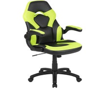 Flash Furniture CH-00095-GN-GG X10 Gaming Chair Racing Office Ergonomic Computer PC Adjustable Swivel Chair with Flip-up Arms, Neon Green/Black Faux LeatherSoft