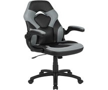 Flash Furniture CH-00095-GY-GG X10 Gaming Chair Racing Office Ergonomic Computer PC Adjustable Swivel Chair with Flip-up Arms, Gray/Black Faux LeatherSoft