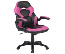 Flash Furniture X10 Gaming Chair Racing Office Ergonomic Computer PC Adjustable Swivel Chair with Flip-up Arms, Pink/Black Faux LeatherSoft