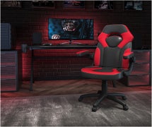 Flash Furniture CH-00095-RED-GG X10 Gaming Chair Racing Office Ergonomic Computer PC Adjustable Swivel Chair with Flip-up Arms, Red/Black Faux LeatherSoft