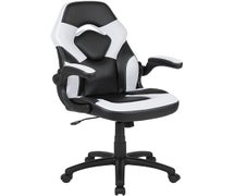 Flash Furniture CH-00095-WH-GG X10 Gaming Chair Racing Office Ergonomic Computer PC Adjustable Swivel Chair with Flip-up Arms, White/Black Faux LeatherSoft