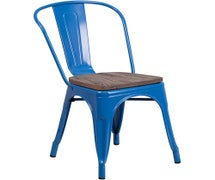 Flash Furniture CH-31230-BL-WD-GG Perry Metal Stackable Chair with Wood Seat, Blue