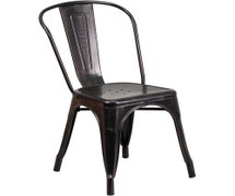 Black-Antique Gold Metal Indoor-Outdoor Stackable Chair  