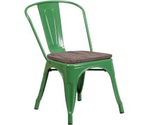 Flash Furniture CH-31230-GN-WD-GG Perry Metal Stackable Chair with Wood Seat, Green