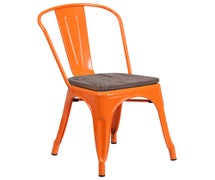 Flash Furniture CH-31230-GN-WD-GG Perry Metal Stackable Chair with Wood Seat, Orange