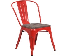 Flash Furniture CH-31230-GN-WD-GG Perry Metal Stackable Chair with Wood Seat, Red