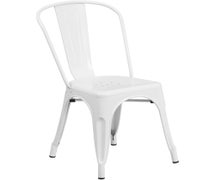 White Metal Indoor-Outdoor Stackable Chair  