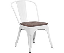 Flash Furniture CH-31230-GN-WD-GG Perry Metal Stackable Chair with Wood Seat, White