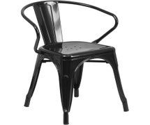 Black Metal Indoor-Outdoor Chair with Arms  