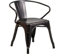 Black-Antique Gold Metal Indoor-Outdoor Chair with Arms  