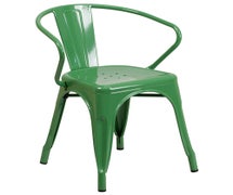 Green Metal Indoor-Outdoor Chair with Arms  