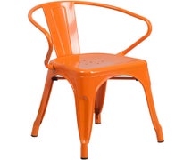 Orange Metal Indoor-Outdoor Chair with Arms  