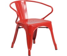 Red Metal Indoor-Outdoor Chair with Arms  