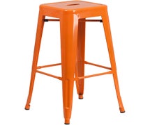 30'' High Backless Orange Metal Indoor-Outdoor Barstool with Square Seat  