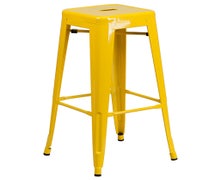 30'' High Backless Yellow Metal Indoor-Outdoor Barstool with Square Seat  