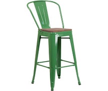 Flash Furniture CH-31320-30GB-BL-WD-GG Lily 30" High Metal Barstool with Back and Wood Seat, Green