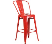 30'' High Red Metal Indoor-Outdoor BarStool with Back  