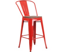 Flash Furniture CH-31320-30GB-BL-WD-GG Lily 30" High Metal Barstool with Back and Wood Seat, Red