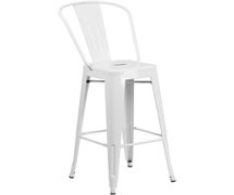 30'' High White Metal Indoor-Outdoor BarStool with Back  