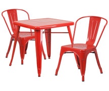 Flash Furniture CH-31330-2-30-RED-GG Red Metal Indoor-Outdoor Table Set with 2 Stack Chairs
