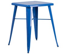 24'' Square Blue Metal Indoor-Outdoor Bar Height Table  