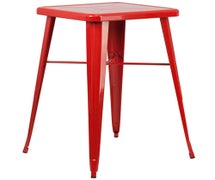 24'' Square Red Metal Indoor-Outdoor Bar Height Table  