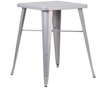 24'' Square Silver Metal Indoor-Outdoor Bar Height Table  