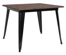 Flash Furniture CH-51040-29M1-BK-GG 31.5" Square Black Metal Indoor Table with Walnut Rustic Wood Top