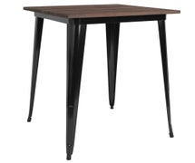 Flash Furniture CH-51040-40M1-BK-GG 31.5" Square Black Metal Indoor Bar Height Table with Walnut Rustic Wood Top