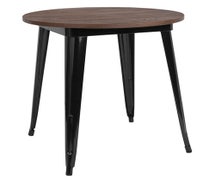 Flash Furniture CH-51090-29M1-BK-GG 26" Round Black Metal Indoor Table with Walnut Rustic Wood Top