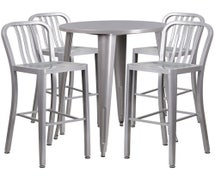 Flash Furniture CH-51090BH-4-30VRT-SIL-GG 30" Round Bar Height Table with 4 Barstools