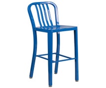 Flash Furniture CH-61200-30-BL-GG 30'' High Blue Metal Indoor-Outdoor Barstool with Vertical Slat Back