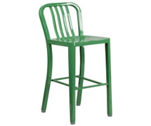 Flash Furniture CH-61200-30-GN-GG 30'' High Green Metal Indoor-Outdoor Barstool with Vertical Slat Back