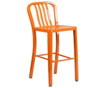 Flash Furniture CH-61200-30-OR-GG 30'' High Orange Metal Indoor-Outdoor Barstool with Vertical Slat Back