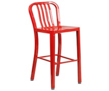 Flash Furniture CH-61200-30-RED-GG 30'' High Red Metal Indoor-Outdoor Barstool with Vertical Slat Back